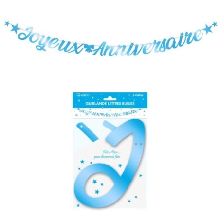 GUIRLANDE BLEUE 6M JOYEUX ANNIVERSAIRE