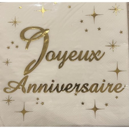 20 SERVIETTES JOY ANNIV. OR 25CM