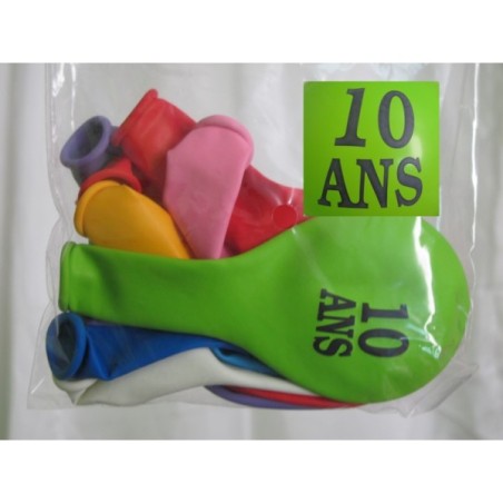 10 BALLONS 10 ANS (1 FACE)