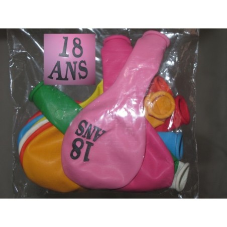 10 BALLONS 18 ANS (1 FACE)