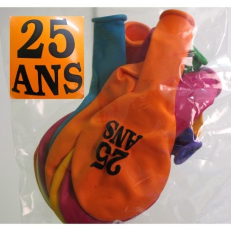 10 BALLONS 25 ANS (1 FACE)