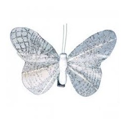 6 PAPILLON ARGENT SCINTILLANT