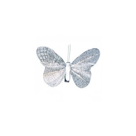 6 PAPILLON ARGENT SCINTILLANT