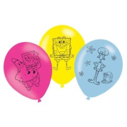 6 BALLONS LATEX BOB L'EPONGE