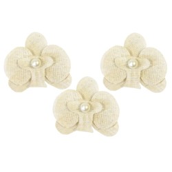 6 ORCHIDEES TOILE PERLE DECO