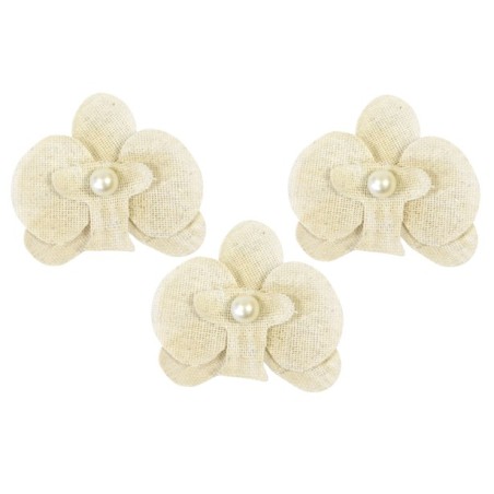 6 ORCHIDEES TOILE PERLE DECO