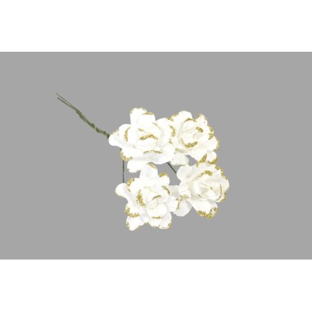 12 FLEURS PAPIER BLANC/OR PAILLETE