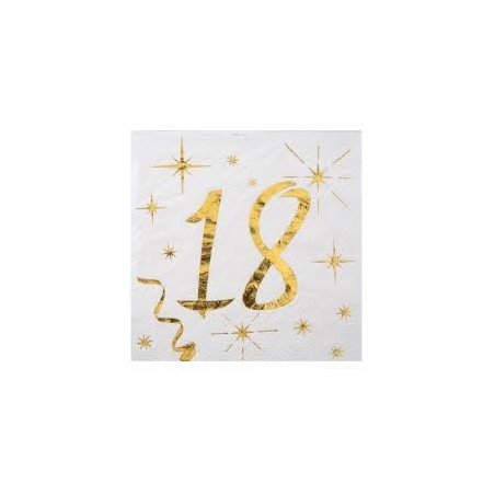 20 SERVIETTES METAL BLANC 18 ANS