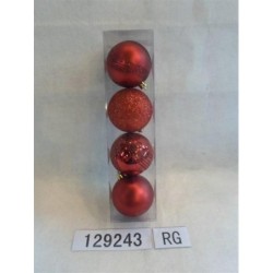 4 BOULES 8CM ROUGE