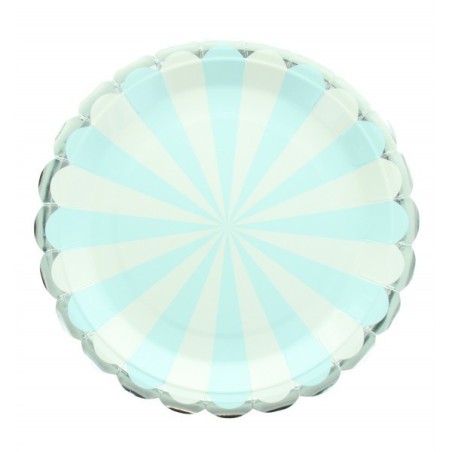 8 ASSIETTE BLEU RAYURE