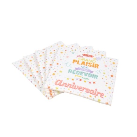 20 SERVIETTES PAPIER 33 33CM ANNIVERSAIR