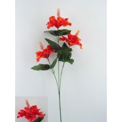 3 HIBISCUS ROUGES 72CM SATINS