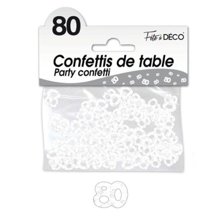 CONFETTIS 80 ANS BLANC