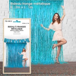 RIDEAU FRANGES BLEU METAL 2X1M