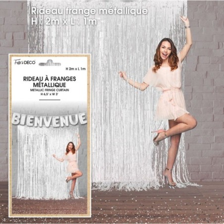 RIDEAU FRANGES BLANC METAL 2X1M