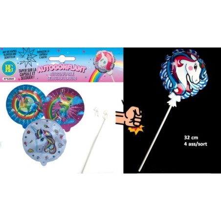 BALLON AUTOGONFLANT+BATON LICORNE 32CM4A