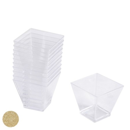 25 VERRINES CUBE PAILLETTES OR 6CL