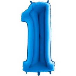 CHIFFRE ALU '1' BLEU 26''66CM