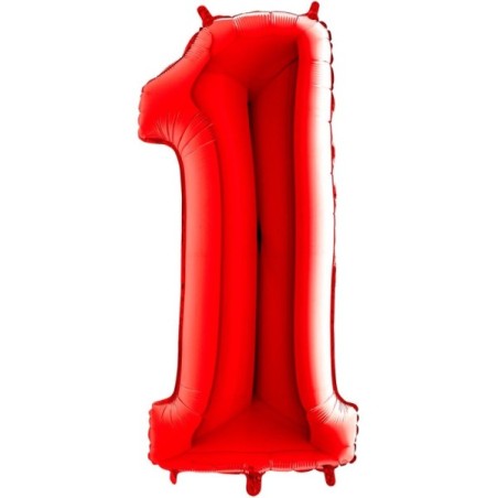 CHIFFRE ALU '1' ROUGE 26''66CM