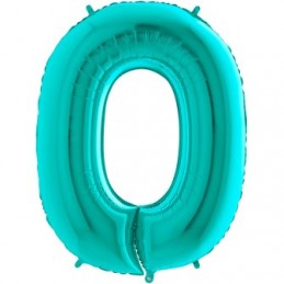 CHIFFRE 0 40"/102CM TURQUOISE