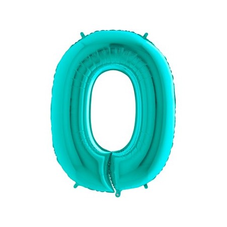 CHIFFRE 0 40"/102CM TURQUOISE